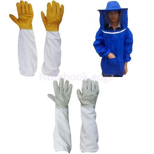 Beekeeping jacket veil bee protect suit dress smock + 2 pairs beekeeping gloves for sale
