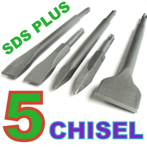 5 pc Set 10&#034; and 5-1/2&#034; SDS Plus Point and Flat Chisel Drill Bit