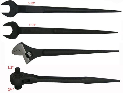 16&#034; adjustable spud wrench &amp; dual spud ratchet &amp; 2pc iron worker spud wrench new for sale
