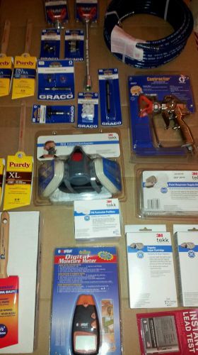 Graco airless paint sprayer gun respirator hose brushes filters moisture meter + for sale