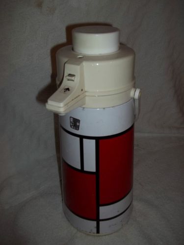 Vintage Airpump Thermos Dispenser  red and white  14&#034; tall working