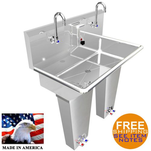 Hand sink 2 person multistation 36&#034; pedal valve h.d. stainless st. made in usa for sale
