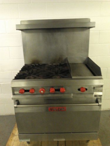 Vulcan 36&#034; 36sl 4 four burner 12&#034; flat top griddle oven natural gas range for sale