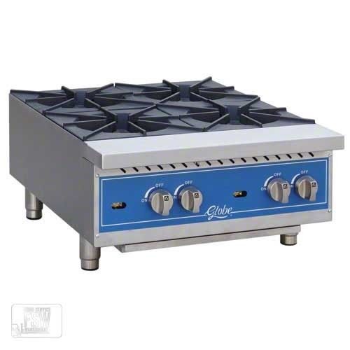 Globe 24&#034; 4 Burner Counter Top Hot Plate Range Top, GHP24G, Gas, Stove, New