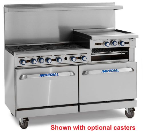 New imperial ir-6-rg24 60&#034; gas range, 6-burners, 24&#034; raised griddle, 2-ovens for sale