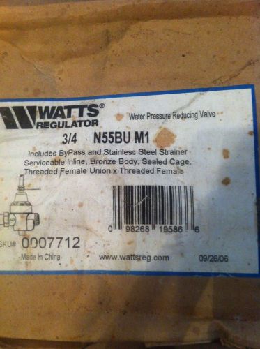 NEW WATTS /HOBART,DISHWASHER PRESSURE REDUCING VALVE 3/4&#034; NPT-N55BU-LP-M1