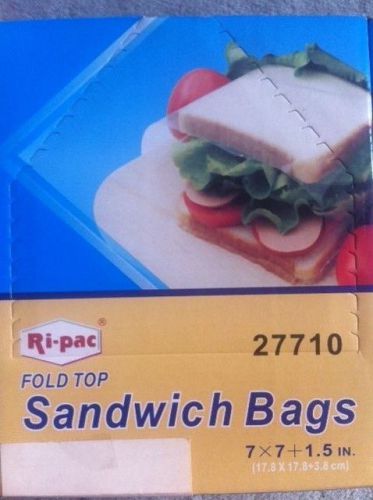 100x Clear Plastic Sandwich Bags Fold top 7&#034; x 7&#034; +1.5 Flap