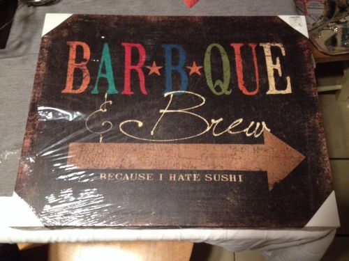 BBQ BarBQue &amp; Brew Canvas Sign Restaurant, Kitchen, Or Man Cave