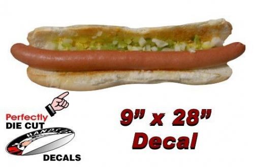 Foot long hot dog 9&#039;&#039;x28&#039;&#039; decal sign for hot dog cart or concession stand menu for sale