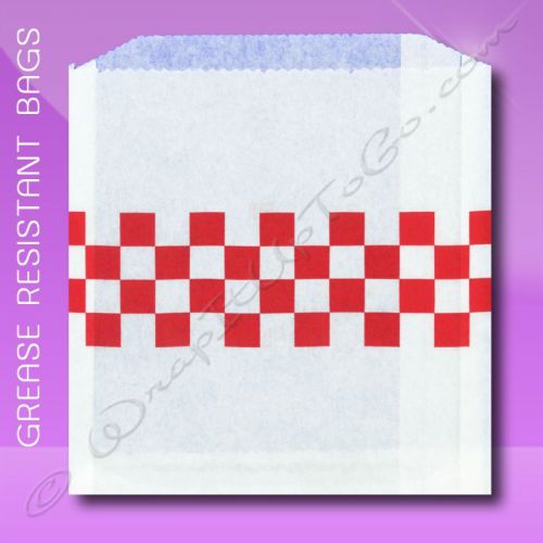 Grease Resistant Sandwich Bags – 6 x 3/4 x 6-1/2 – Red Checkerboard