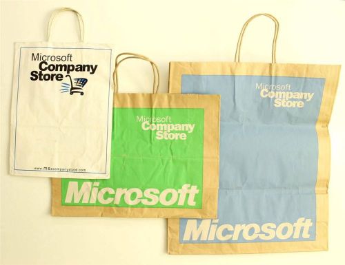 MICROSOFT COMPANY STORE- Lot of 3 Paper Shopping Gift Bag