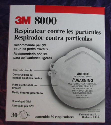 BOX OF 30 3M 8000 PARTICLE RESPIRATOR FILTER MASK N95 SANDING NON OIL SWEEPING