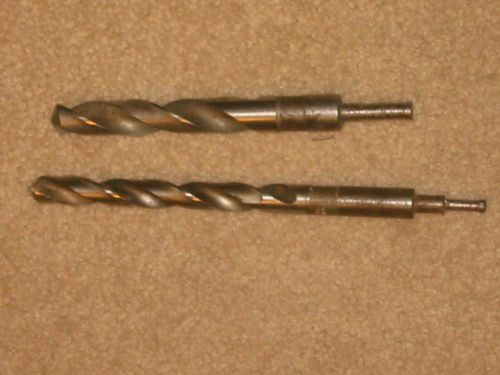 2 Vintage Morse  High Speed Drill Bits  21/32 x 6 1/2&#034; + 17/32 x 8 1/4&#034;