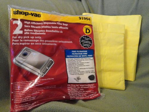 (4) Shop-Vac 91964 Type D, AllAround Plus Collection Bags - 2 Packs of 2 #3016