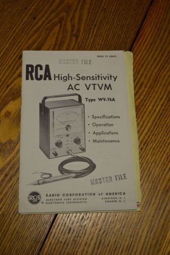 Rare vtg. rca factory manual high sensitivity ac vtvm type wv 76a ham radio for sale