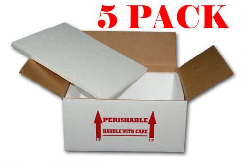 Insulated Shipping Box  15&#034; x 11&#034; x 7&#034;    With (( 3/4&#034; )) Foam  5 Pack
