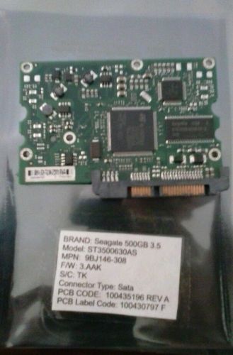 Seagate ST3500630AS P/N 9BJ146-308 3.5&#034; SATA 500GB 100435196 REV A PCB ONLY