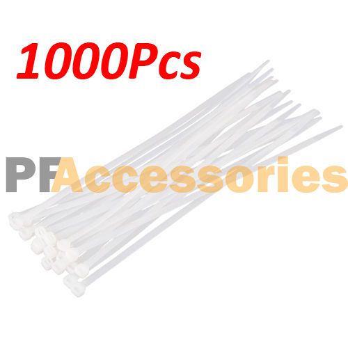 1000 Pcs White 7&#034; inch Multi Purpose UV Resistant Outdoor Cable Zip Ties 40 Lbs