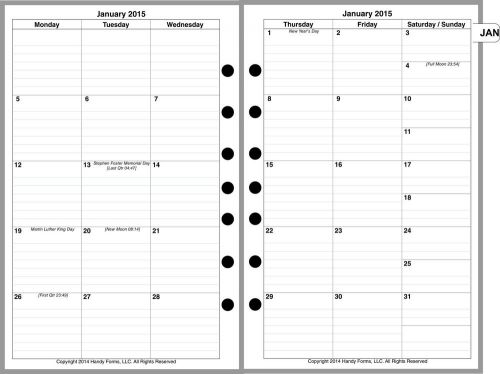 2015 Monthly Planner 2 Pgs/Mo 5.5&#034;x8.5&#034; for Franklin Covey by Handy Forms