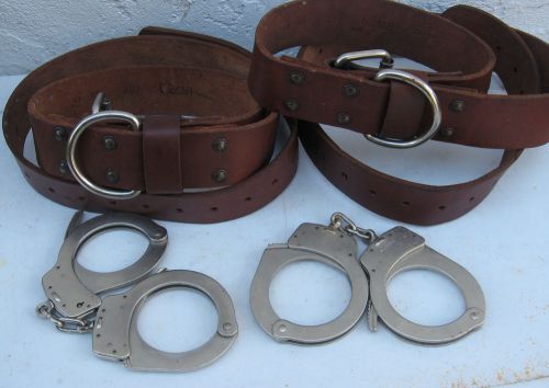 1 Smith &amp; Wesson Handcuffs,Model 1 &amp; 1  Belly Chain Gould Belts  Police, &amp;  key