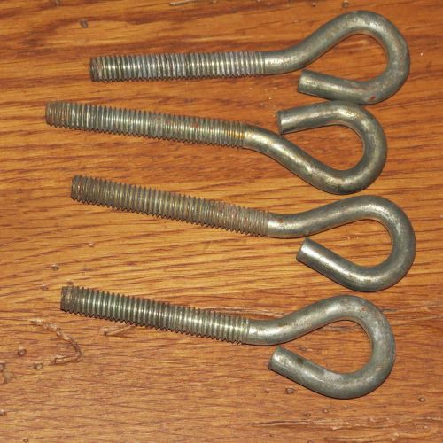 4 turned eye bolts 2&#034; thread, 1/4&#034; diameter - vintage used hardware for sale