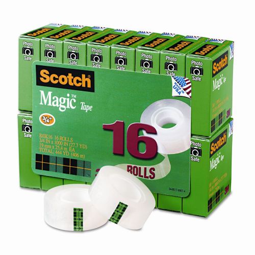 3M Magic Office Tape Value Pack, 3/4&#034; x 28 Yards, 1&#034; Core, Clear, 16 Roll/Pack