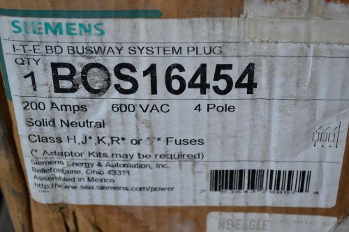 New Old Stock Siemens ITE 200A BD BOS16454 Bus Plug Busway System Plug