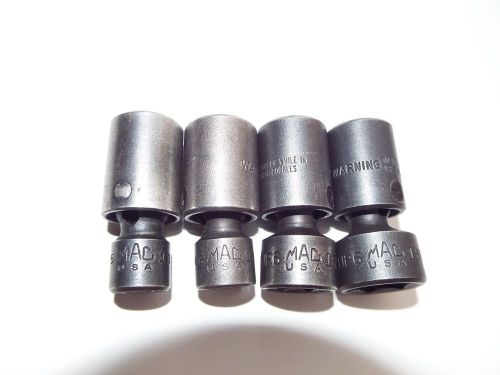 Lot of 4 MAC Tools XUP6 Swivel Impact Flex Socket Set,6p.11mm,12mm,16mm,3/8dr US