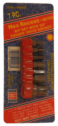 Best Way Tools 9008 5/16-Inch Shank Hex Recess Bit Set with 3/8-Inch Square D...