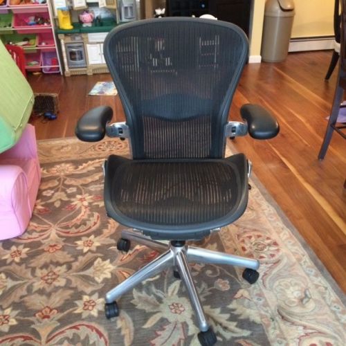 Herman Miller Aeron Office Desk Chair Size &#034;B&#034; Chrome Polished Aluminum