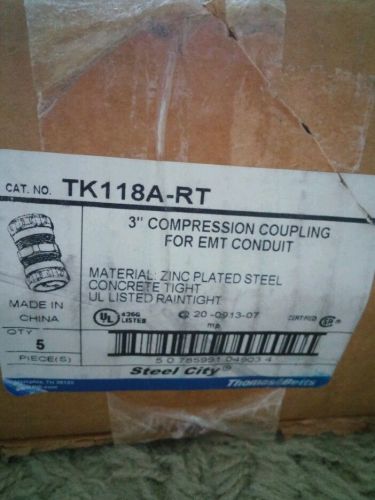 LOT OF 5 THOMAS &amp; BETTS TK118A-RT COMPRESSION COUPLING *NEW IN BOX*
