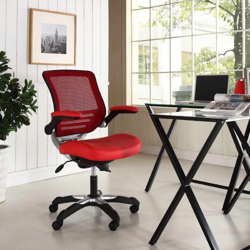 Executive Leather Office Chair Adjustable Swivel Computer Desk  Ergonomic Red