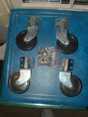 SET OF 4 SWIVEL CASTERS 3&#034; INCH w/MOUNTING HARDWARE SNAP-ON HUSKY CRAFTSMAN