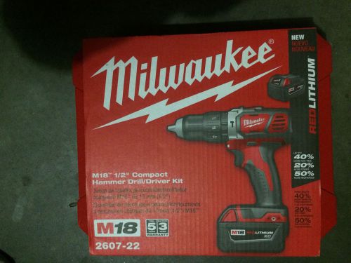 Milwaukee m18 1/2&#034; compact hammer drill/driver kit 2607-22 for sale