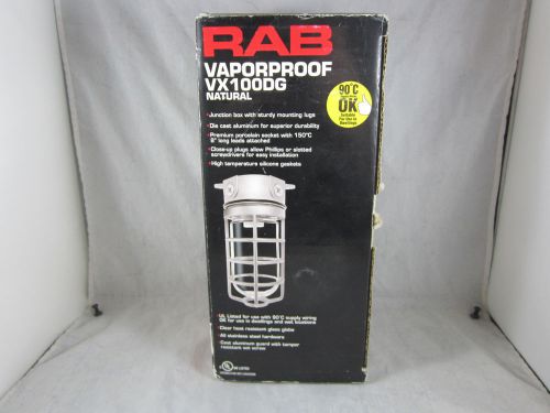 NIB RAB Lighting VX100DG Vaporproof Ceiling Light Fixture Natural w/Glass