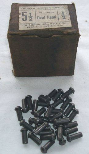 1- LB. R. HERSCHEL MFG. MOWER SECTION OVAL HEAD RIVETS 1/2&#034; # 5 1/2 Made In USA