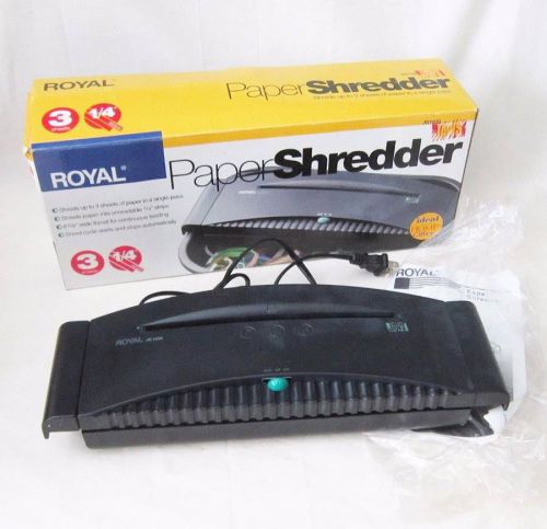 Royal Paper Shredder JAWS Model JS1100 3 Sheets 1/4&#034; Strips Sits On Trash Can