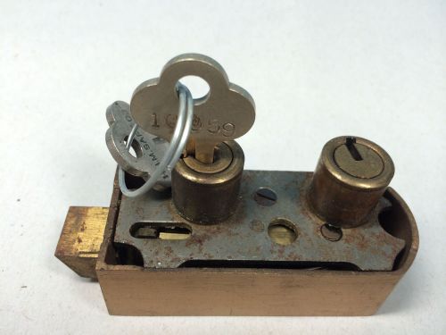 H.H.M. Safety Deposit Lock Box, LH Bronze Case Corr Renter&#039;s Key, small case
