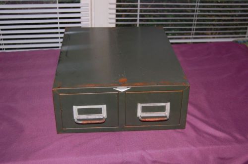 Vintage Industrial ~Cole Steel 2 Drawer Metal File Card Storage Cabinet Stacking