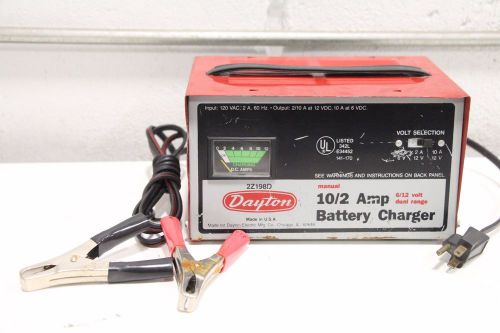 Dayton Battery Charger 10/2 Amp 6/12 Volt Dual Range 141-170