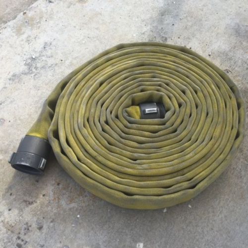 Yellow double jacket fire hose 2.5&#034; x 50 ft w/aluminum couplings for sale