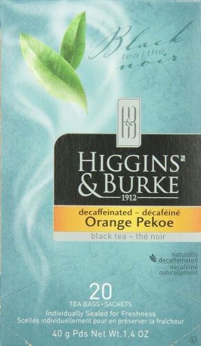 @NEW Higgins &amp; Burke Tea, Orange Pekoe Decaf Black, 20pk , Pack of 6