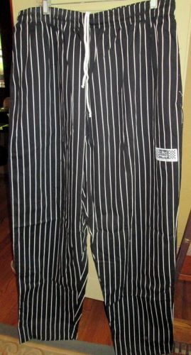 CHEF REVIVAL X-LARGE CHEFS PANTS BLACK &amp; WHITE STRIPED NWT