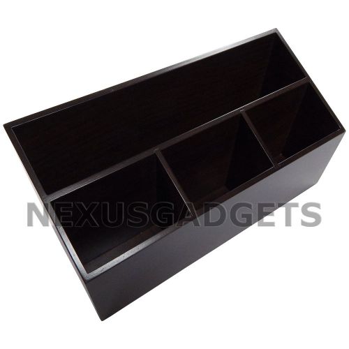 DESK ORGANIZER Black Walnut Wood Valet -Classy Home Office Desk Wooden Decor NEW