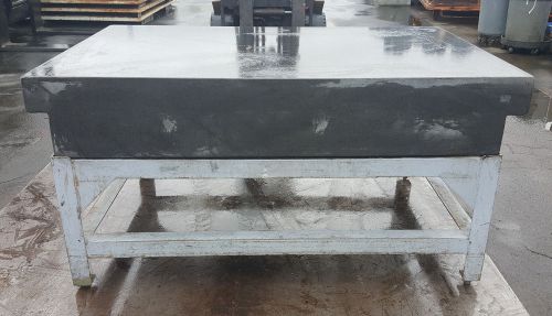 72&#034; x 48&#034; x 12&#034; Thick Black Granite Surface Plate – 2 Ledge - w/ Mobile Table