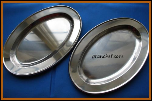 Serving Platters 2 pieces ~ 12&#034; Polished Stainless ~ New!  Great for Caterers