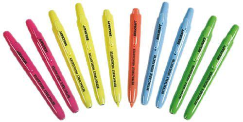New Highlighters (Retractable Chisel Tip - 10 Pack) by Skilcraft