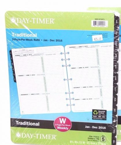 Day-timer 93010 traditional traditional 2 page per week refill jan-dec 2016 sz 5 for sale