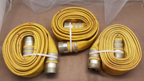 (1) 3&#034; Male/Male Connector Rubber Covered 25&#039; Length Fire Hose
