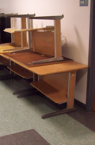 &#034;USED&#034;  LOT OF 40 - OAK LAMINATE COMPUTER  DESKS- 2 SIZES/ VARIOUS CONDITIONS
